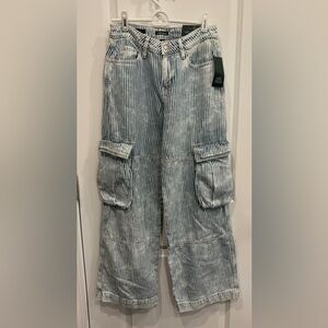 NWT Wild Fable Viral Mid-Rise Baggy Railroad Stripe Cargo size 2